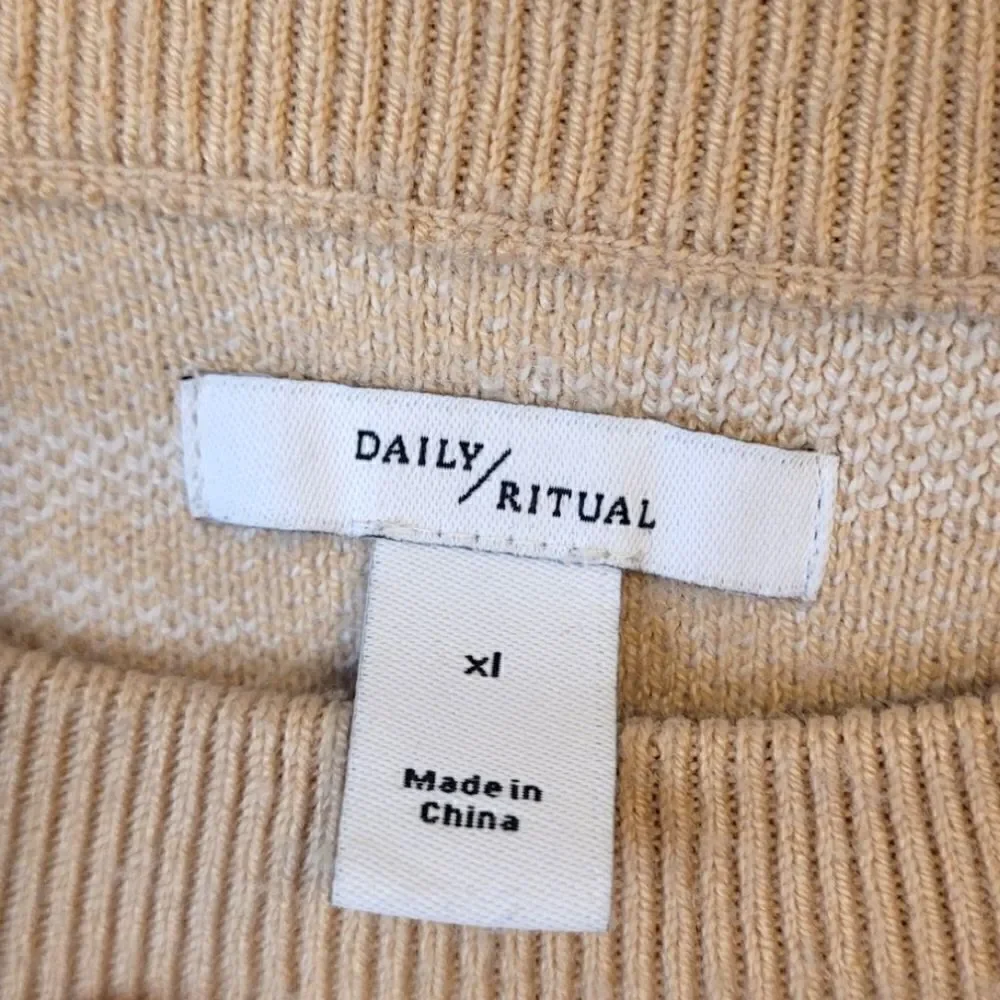 Daily Ritual Cream and Tan Zebra Knit Sweater
